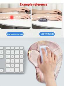 可爱卡通太空星系图案 3D 硅胶柔软耐用防滑鼠标垫带腕托适用于笔记本电脑、办公桌、男女 - 彩色 - 查看 2