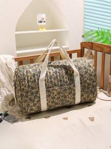 1pc Personalized Embroidered Floral Mommy Bag, Large Capacity Custom Embroidered Maternity Bag, Cute Cartoon Pattern Diaper Bag, Fashion Versatile Mommy Tote Bag For Outdoor, Multi-Functional Diaper & Bottle Shoulder Bag With Stroller Hook, Suitable For Daily Use, Can Be Given As A Gift To Family, Friends, New Moms