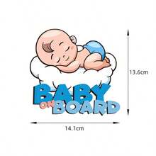 1pc Cartoon Cute "Baby On Board" Car Sticker, For Car Decoration, Indicate Baby Sleeping Inside - Multicolor - View 6