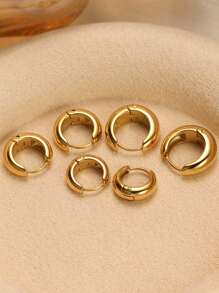 3 Pcs Set Small Gold Hoops Huggie Earrings For Women, 14K Gold Plated Dainty Cartilage Earring Hypoallergenic Hoop Earrings Set For Multiple Piercing Jewelry