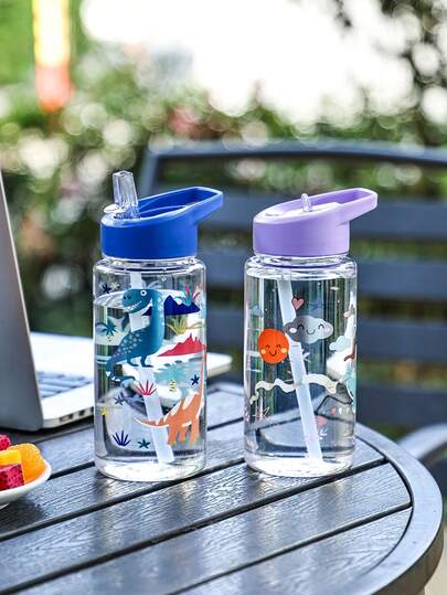 【儿童最爱】卡通恐龙汽车独角兽儿童水杯宝宝学习杯防漏防震大容量吸管杯卡通动物水瓶耐用运动水壶杯