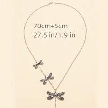 1入復古不對稱蜻蜓吊墜項鍊，時尚有趣毛衣鏈首飾配飾禮物