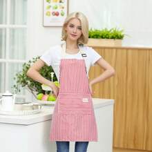 1 pieza/2 piezas Delantal de cocina de rayas de colores, delantal de cocina ajustable para hombres y mujeres, delantal de estilo sencillo para el hogar, delantal con bolsillo para chef, camarero, barbacoa, barbero adulto, artículos de cocina, delantal de cocina lavable a máquina
