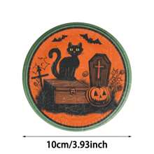 1 Set /4 Pieces /6 Pieces: Halloween Black Cat Pattern Diatom Mud Coasters, Floral Coffee Coasters, Multi-Occasion Decoration For Home And Restaurant, Daily Gifts, Table Decoration, Daily Decoration, Theme Party Decoration