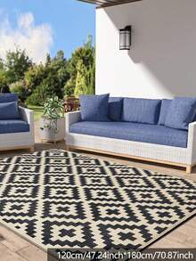 Reversible Mats, Plastic Straw Rug, Modern Area Rug, Large Floor Mat And Rug For Outdoors, RV, Patio, Backyard, Deck, Picnic, Beach, Trailer, Camping, Black & Beige, 8' X 10' - Màu be đậm - Xem 14