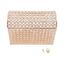Crystal Wedding Card Box With Heart Lock, Money Card Box Treasure Chest Style Gold Gift For Wedding Receptions, Centerpiece Decor, Anniversary, Keepsake - Vàng - Xem 4