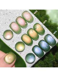 XEIJAYI 15ML Barley Cat Eye 3 Colors Cat Eye Nail Gel Polish  Semi Permanent Nail Art Soaking UV LED Nail Salon DIY Nail Salon Gel For Spring And Summer - màu xanh lá - Xem 5