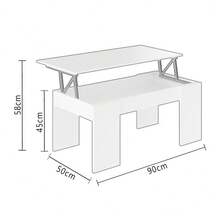 Dormidan MESA DE CENTRO ELEVABLE MC4, Comedor o Auxiliar, Mayor Grosor y Estabilidad, cajón practicable para guardar objetos, mesa de sala, disponible en varios colores. - Blanco / Roble - Ver 6