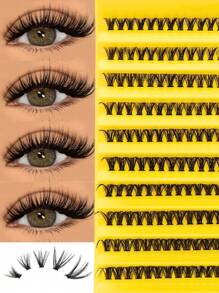 D 卷纤细睫毛簇睫毛，睫毛延长卷曲单根睫毛可在家 DIY 您喜欢的风格，蓬松假睫毛，柔软材质，200 件 DIY 簇混合长度睫毛自然柔软，是日常化妆和特殊场合的理想选择 - D - 查看 6