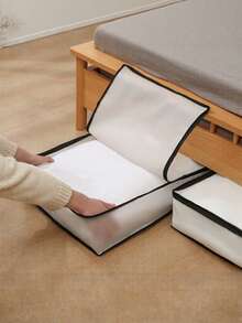 1/3 pièces Sac de rangement pour édredon/couette, sac de rangement pliable anti-poussière et anti-humidité, boîte de rangement sous le lit de type tiroir, sac de rangement semi-transparent plat pour dortoir