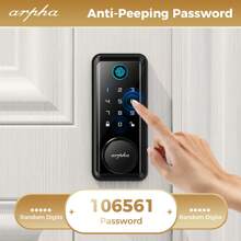 Arpha Fingerprint Door Lock, Keyless Entry Door Lock Deadbolt With 50 Biometric Fingerprints, 50 User Codes, App Control, Keypad, Auto Lock, IP54 Waterproof, Easy Installation Smart Lock