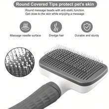 1 Pet Bath Brush, Cat Massage Brush, Dog Washing Glove, Massage Mitt, Cleaning Brush, Pet Shampoo Brush, Silicone Massage Rubber Bathing Comb With Adjustable Round Handle, For Dogs And Cats