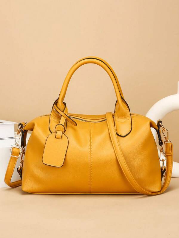 حقيبة خروج نسائية كاجوال كبيرة السعة من جلد البولي يوريثان بلون أحادي مناسبة للسفر اليومي