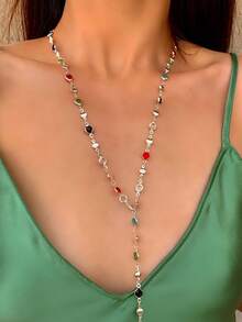 Bộ 4 dây chuyền tua rua mặt thánh giá đính đá phong cách Hip Hop thanh lịch cổ điển, độc đáo, cá nhân hóa, quà tặng trang sức đa năng cho phụ nữ, tiệc tùng, trang trọng hàng ngày, ngày lễ mùa hè - màu sắc - Xem 15