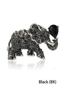 Vintage Rhinestones Elephant Brooch - Elegant Crystal Animal Pin For Friends Party/Banquet Gift Accessory Decoration & Good Luck Gifts - The Elephant (1777) - View 6
