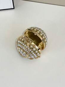 球形珍珠拼色流苏包，圆形手柄手拿包，斜挎链条包，适合晚会、宴会、晚礼服、口红、零钱包 - 金色 - 查看 8