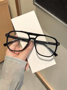 1 PC Women's Acrylic Glasses Frame Pilot Square Polycarbonate Frame Stylish Flat Glasses For Daily Reading And Daily Clothing Decor - Multicolor - View 3