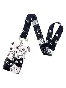 1pc Pink Medical Nurse Pill Cat Pattern Lanyard Card Holder, Keychain ID Badge Hard Case Suitable For Transit Card, ID Card, Work Card, Student Card, Expo Card, Event Pass,For School Supplies,Back To School - Multicolor - View 5