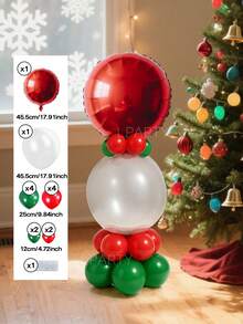 14pcs/Set Christmas Party Decorative Balloons, 18-Inch Red & Green Star & Round Foil Balloons, 18-Inch Clear Latex Balloons, Red & Dark Green Latex Balloons, For New Year, New Year's Eve 2026 Gift Decor