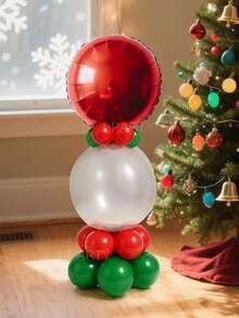 14pcs/Set Christmas Party Decorative Balloons, 18-Inch Red & Green Star & Round Foil Balloons, 18-Inch Clear Latex Balloons, Red & Dark Green Latex Balloons, For New Year, New Year's Eve 2026 Gift Decor