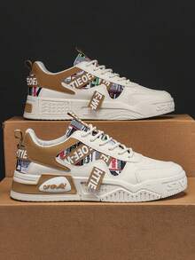 2025 New Men's Summer Casual Sneakers, Breathable Increase Height Vulcanized Shoes, Student Sports Shoes, Fashion , Letter Design Random - View 7