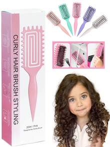 Curl Defining Brush For Curly, Wavy & Coily Hair – Anti-Frizz Styling Comb For Shaping, Clumping & Separating Curls – Detangling Octopus Brush For Wet & Dry Use – Lightweight No-Pull Hairbrush For Kids, Children, Teens & Little Girls - Multicolor - View 1