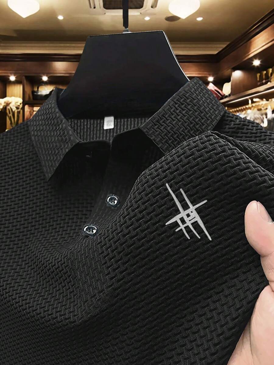 1 件优雅刺绣图案男士商务休闲 POLO 衫，加大码适合超重男士，面料舒适，适合高尔夫、网球、户外旅行、休闲穿着，是送给男士的绝佳礼物