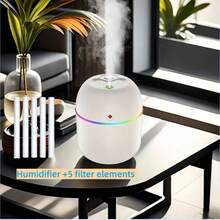 Lucky Four-Leaf Clover Air Humidifier With Aromatherapy + 5 Filters, Portable Mini Essential Oil Diffuser, USB Powered, Seven-Color Night Light, Suitable For Cars/Offices/Bedrooms, Can Be Used For Air Humidification And Room Decor - Multicolor - View 3