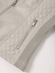 Veste de moto multifonctionnelle à la mode en cuir PU pour femmes Risissida - idéale pour le streetwear automne/hiver - Beige - Voir 7