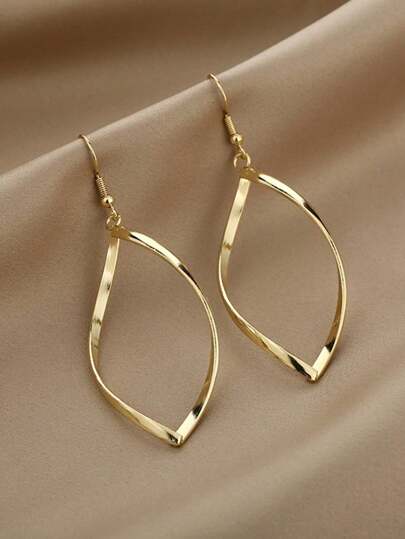 Hollow Twisted Dangle Earrings Elegant Simple Style Alloy Plated Jewelry Exquisite Female Gift