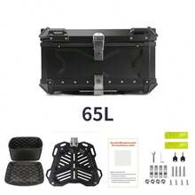 65L Motorrad Kofferraum wasserdicht & staubdicht, Aluminium-Legierung Motorrad Top Case mit Sicherheitsschloss und Liner, Universal, perfekt für Stocking Helme & großes Gepäck - Schwarz Flat - Übersicht 13