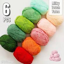 6 Rollen weiche Milchbaumwoll Garn Skeins je 25 Gramm Milchgarn zum Häkeln & Stricken, einfarbige Strickgarne zum Weben von Garn, gehäkeltes Garn Bastelmaterial für DIY Handwerke, Spinnen