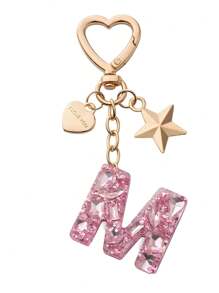 1pc Cute Bling Keychain Initial Letter Butterfly Star Pink Gift For Women Girls Bag Purse Handbags School Bag Car Key Cup Charms Accessories Car Accessories Goth Y2k