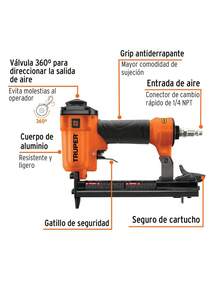 Pneumatic Stapler, 22 Gauge, Truper - Orange - View 2