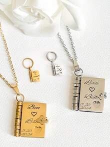 Custom-Engraved Book Necklaces Or Keychains, Personalized Mini Book Pendants, Jewelry For Book Lovers, Unique Reader Necklaces And Keychains - Multicolor - View 12