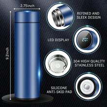 4 Pieces Smart Water Bottles with LED Temperature Display Tea Infuser Bottle Double Wall Insulated Water Flask Stainless Steel Water Bottle That Keeps Water Cold and Warm Leak Proof Vacuum Travel Mug - por defecto - Ver 2