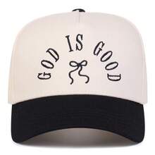 1 pieza Gorra de camionero para mujer con bordado de letra personalizada y lazo, "Dios es bueno", gorra de béisbol de moda callejera de 5 paneles, protección solar para exteriores, casual para primavera/otoño, viajes, playa, verano - Multicolor - Ver 9