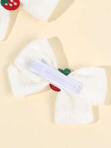 2pcs Strawberry Hair Bows For Girls Red Strawberry Embroider Fabric Bow Alligator Clips White Flower Embroidered Bow Hair Clips Cute Strawberry Fruit Bow Hair Clips Vacation Birthday Holiday Gifts Bow Barrettes Teens Hair Accessories