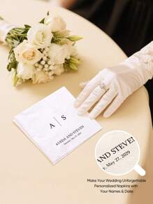 20/40/60/100 Pcs Custom Napkins, Personalized Napkins For Wedding Anniversary, Suitable For Couple, Lovers, Romantic Gift, Napkins Disposable Beverage Dessert Napkins For Wedding Table Decorations Engagement Party, Personalized Wedding Napkins, Unique Ideal Gifts For Her,Multi-Functional,Durable,Ornamental,Reusable,Exquisite,Stylish,High-Quality,Colorful,Modern,Custom,Personalized,Unique,Ideal Gifts For Him,Ideal Gifts For Her,Boyfriend,Dad,Girlfriend,Mom,Family,Friends,Tea Room,Home,Garden,Office,For Anniversaries,For Valentine's Day,For Mother's Day,For Birthdays,For Father's Day,For Graduation,For Weddings,For Housewarming,Personal Items