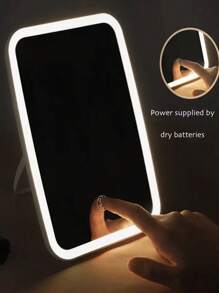 1pc LED Makeup Mirror,Vanity Mirror With Front Light, 3 Light Modes Rechargeable Makeup Cosmetic Mirror Modern Style Within Battery Touch Control, Portable Foldable Compact Mirror ,Lighted Travel Makeup Vanity Cosmetic Mirror Women Valentine Gift Ideal For Student Dormitory Daily Use, Ins-Style Design