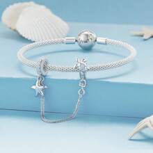 WOSTU 925 Sterling Silver Delicate Crab Starfish Charm Marine Life Pendant Charm Cubic Zirconia Opal For Women Fashion Jewelry Party Gift ﻿ - Silver - View 9