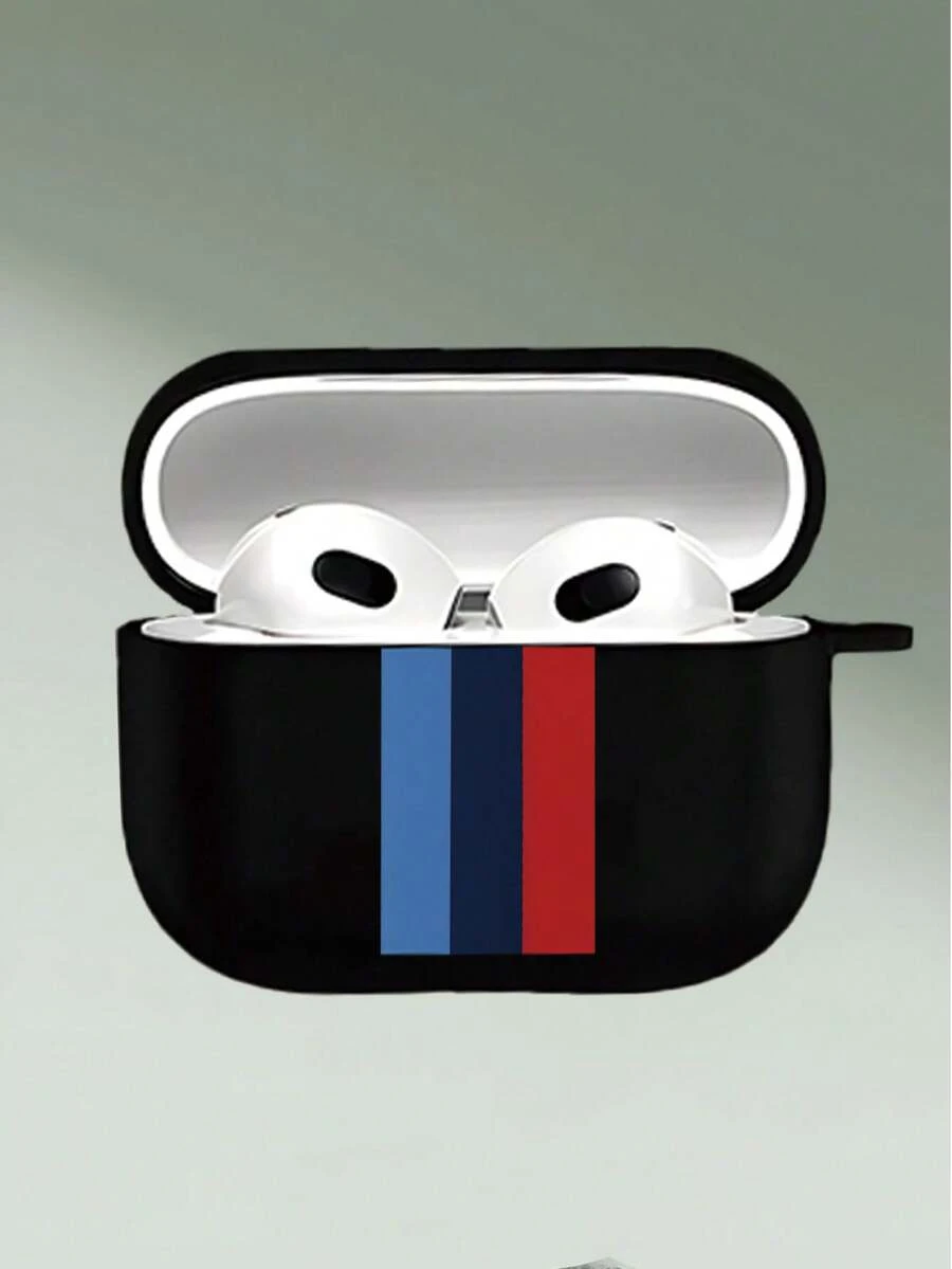 Funda para auriculares a rayas de tres colores simples compatible con funda para auriculares de 1.ª/2.ª generación, funda protectora para nuevos auriculares inalámbricos 3/Pro/Pro2, regalo para novio/novia - Negro - Ver 1