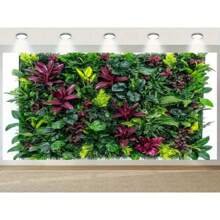1 Piece Of 2D Artificial Green Wall Panel Background Banner - Vibrant Tropical Leaf Design, Durable Polyester Fabric, No Need For Electricity, Suitable For Indoor/Outdoor Use, Perfect For Live Streaming, Parties, Birthdays, Weddings, Room And Garden Decoration, Decorative Wall Panels