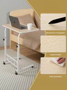 Laptop Table With Wheels And Adjustable Height/60x40x90cm - Beige - View 4
