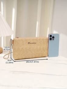 Nueva bolsa de verano/primavera tipo bandolera de tejido, bolso pequeño versátil de hombro, bolso cuadrado encantador, al por mayor - Caqui - Ver 6