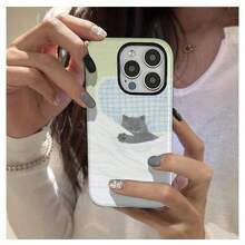 1 funda para teléfono móvil con impresión a color sin pérdida de 360 grados, diseño de gato durmiendo, a la moda, simple, dos en uno, anticaídas, a prueba de golpes, de cobertura completa, adecuada para APPLE 16 Pro Max/16 Pro/16 Plus/16/15/14/13/12/11. Bonita y moderna, es una buena opción para diversos festivales. - Blanco - Ver 5