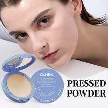 Polvo compacto matificante de 3 colores, polvo de fijación perfecto de larga duración con borla, peso neto: 10g - Multicolor - Ver 2