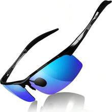 DUCO Mens Sports Polarized  UV Protection  For Men 8177s - Black Frame Revo Blue Lens - View 12