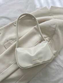 Fashion Versatile Casual Solid Color Simple Shoulder Bag - Beige - View 1