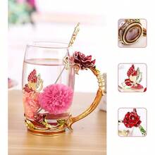 1. Special Occasion Gifts For Her 2. Enamel Butterfly Flower Glass Tea Cup Rose Red Coffee Mug 3. Mother's Day Presents For Mom Grandma Wife Female Friends - 玫瑰紅 - 查看 4